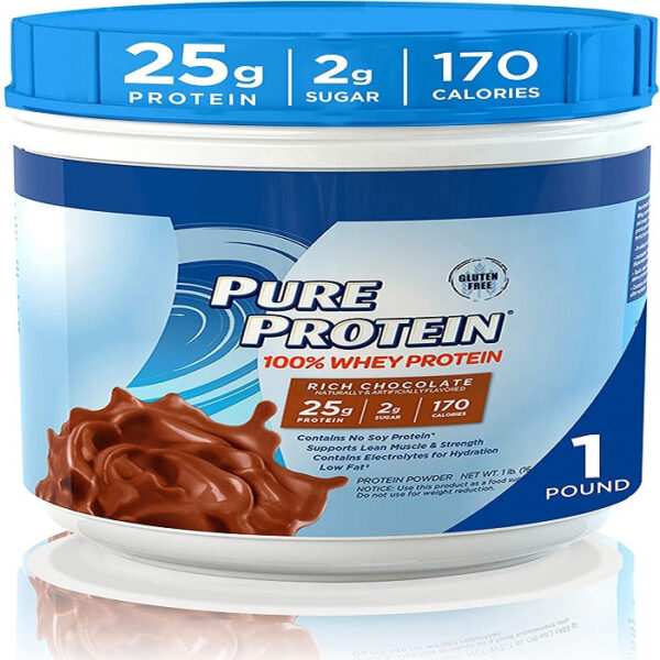 Pure Protein Powder, Whey, High Protein, Low Sugar, Gluten Free, Rich Chocolate, 453 gram, Made in USA, Expiry: 01/2023